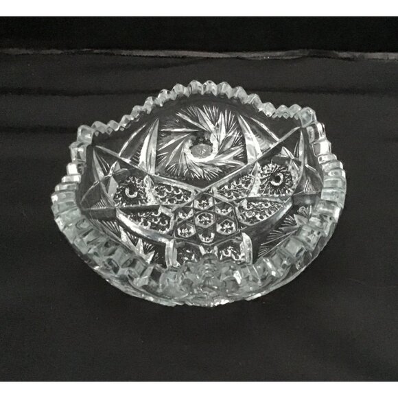 American Brilliant Period Cut Crystal Sawtooth Rim Diamond & Stars. Candy or Tri - Picture 2 of 6